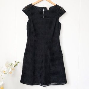J. Crew Black Eyelet Lace Dress with Cap Sleeves